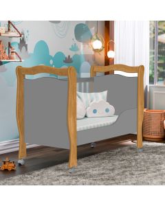 Berço Mini Cama Alvin Em Mdf Nature / Cinza