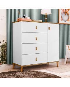 Comoda Sapateira Jujuba Em Mdf Branco/Nature