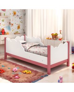 Cama Infantil Juvenil Nuvem com Colchão Branco Rosa