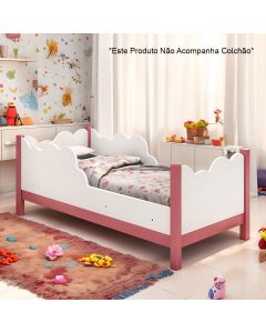 Cama Infantil Juvenil Nuvem Branco Rosa