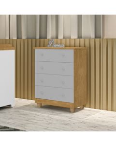 Comoda Lara 4 Gavetas Nature / Cinza