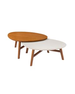 Conjunto de Mesa de Centro Cristal Blend Castanho/off White