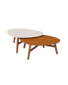 Conjunto de Mesa de Centro Cristal Blend Off White/castanho