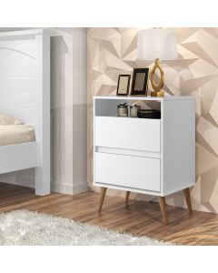 Mesa De Cabeceira Lotus 2 Gavetas Em Mdf Branco