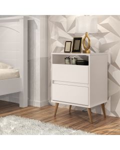 Mesa De Cabeceira Lotus 2 Gavetas Off White