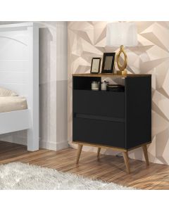 Mesa De Cabeceira Lotus Em Mdf 2 Gavetas Preto / Jequiba