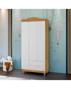 Guarda Roupa Lara 3 Portas E 2 Gavetas Nature / Branco