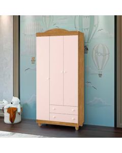 Roupeiro Lara 3 Portas E 2 Gavetas Em Mdf Nature / Rose